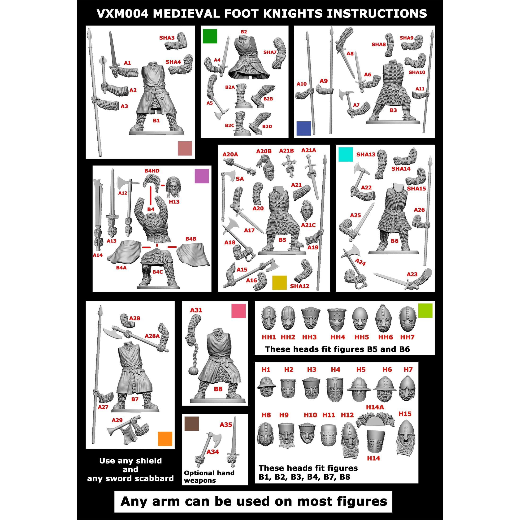 Medieval Foot Knights 32 Figs | 28mm Plastic Unit