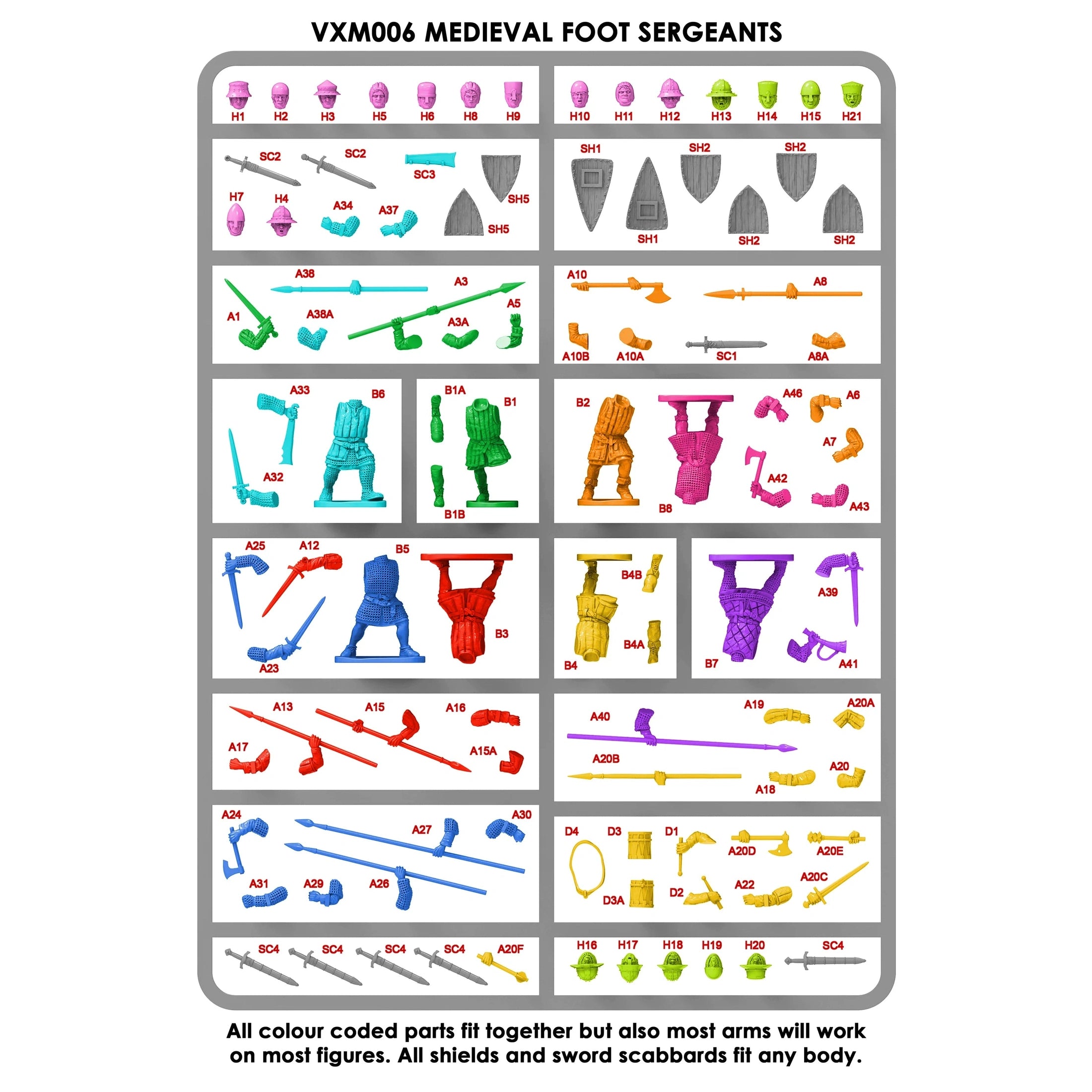 Medieval Foot Sergeants 32 Figs | 28mm Plastic Unit