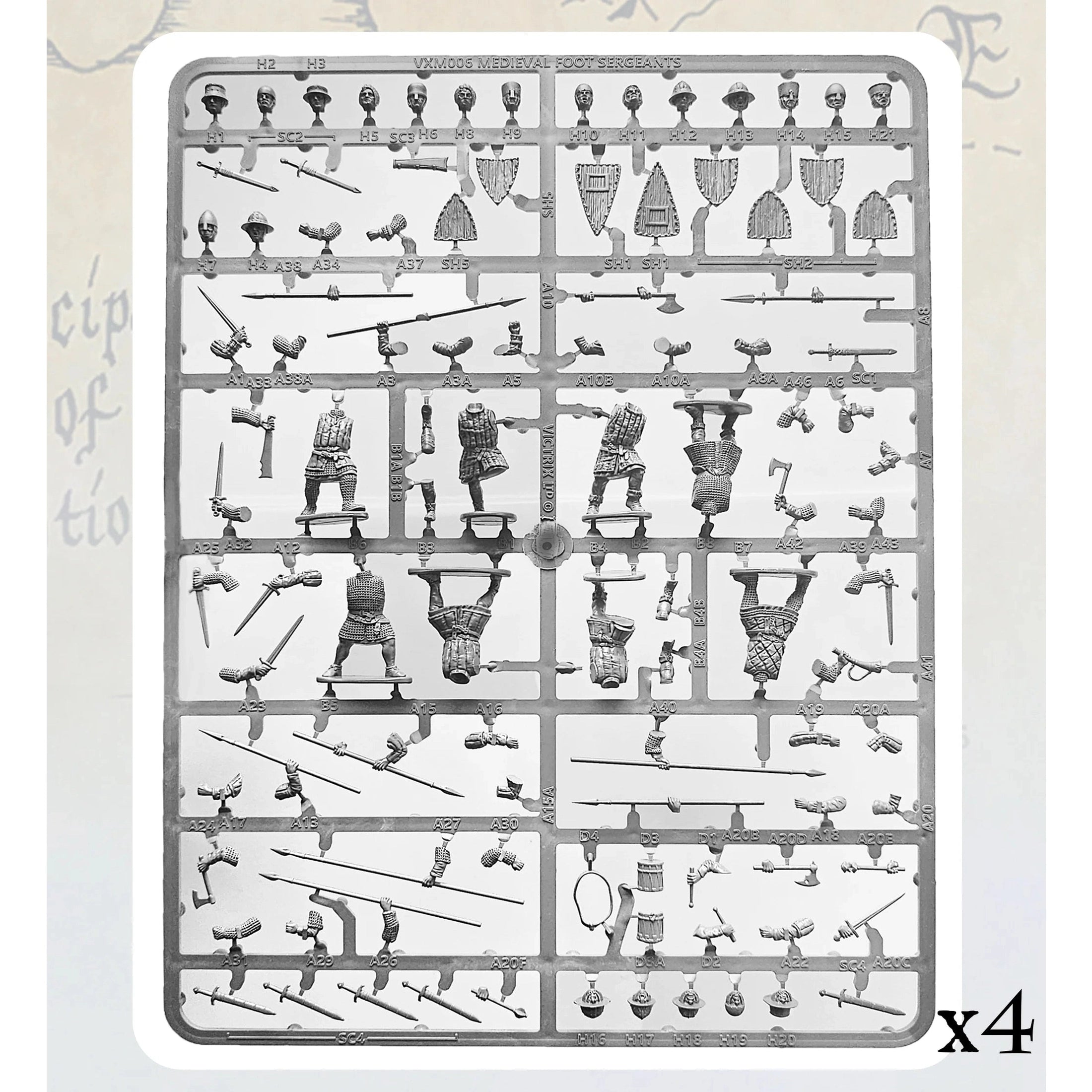 Medieval Foot Sergeants 32 Figs | 28mm Plastic Unit