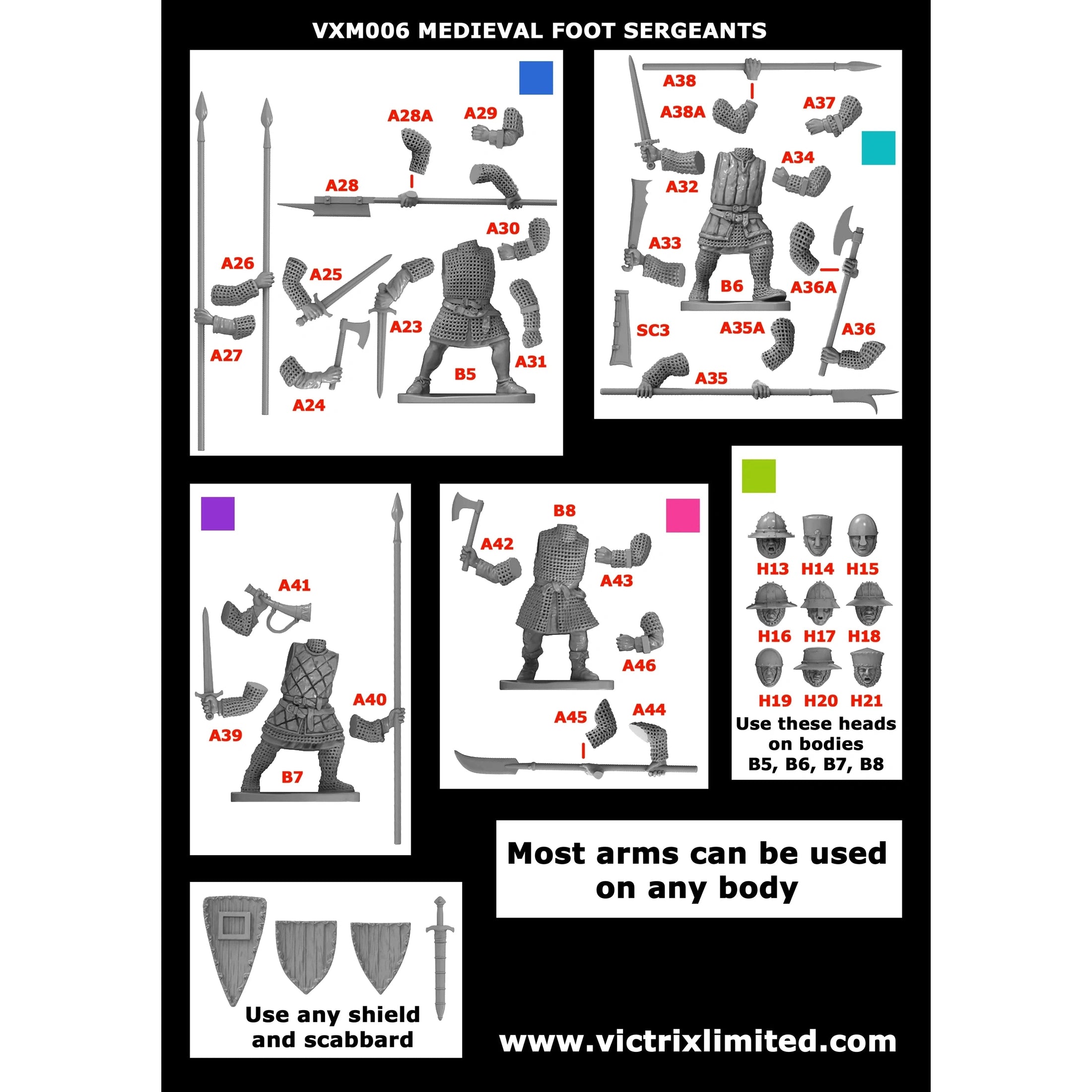 Medieval Foot Sergeants 32 Figs | 28mm Plastic Unit