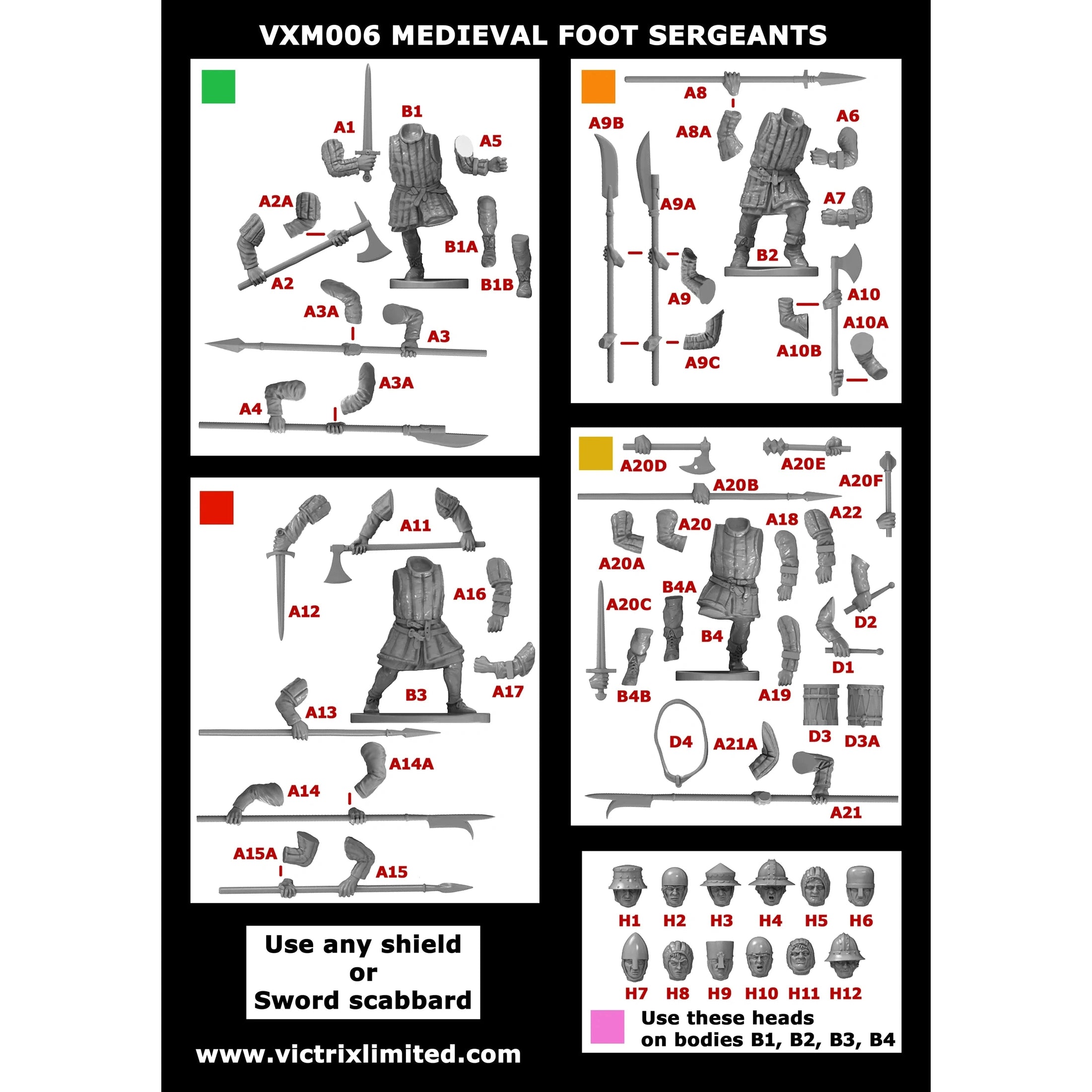 Medieval Foot Sergeants 32 Figs | 28mm Plastic Unit