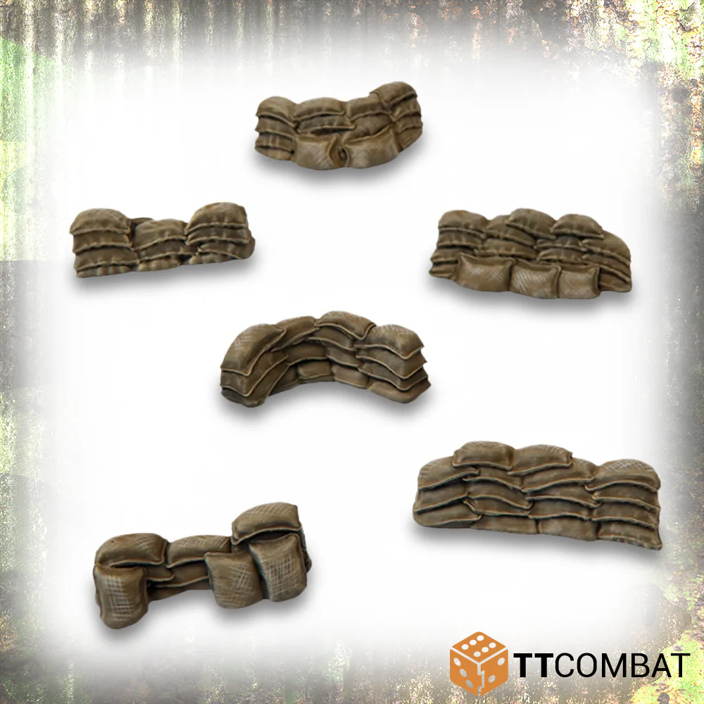 Tabletop Scenics | Sci Fi Gothic Sandbags | 28mm Resin Blister Pack | TTCombat | Miniature Kingdoms