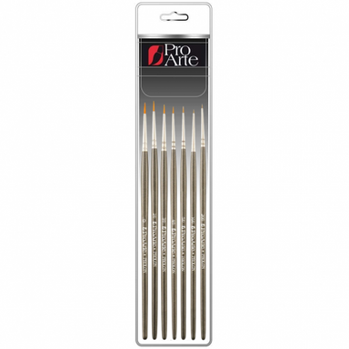 Pro Arte | Prolon All Media Miniature Brush Set | 7 Brush Set Grey Handle