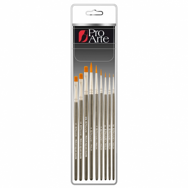 Pro Arte | Prolon Assorted Brush Set 9 Brushes Grey handle