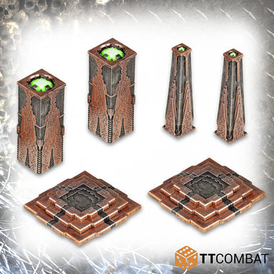 Tabletop Scenics | Sci Fi Gothic Tomb World Pillars | 28mm Resin Blister Pack | TTCombat | Miniature Kingdoms