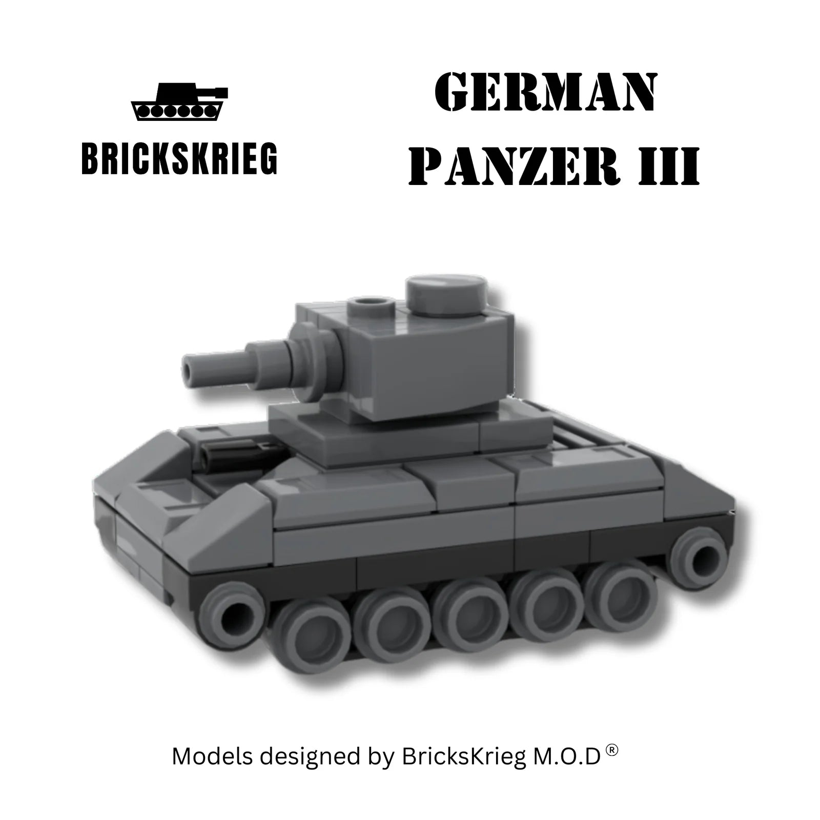 Brickskrieg | German | Panzer III Tank | 1/100 Scale Blocks Model