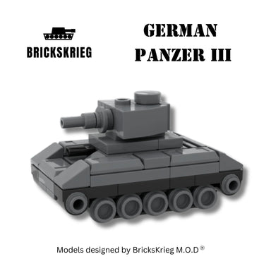 Brickskrieg | German | Panzer III Tank | 1/100 Scale Blocks Model