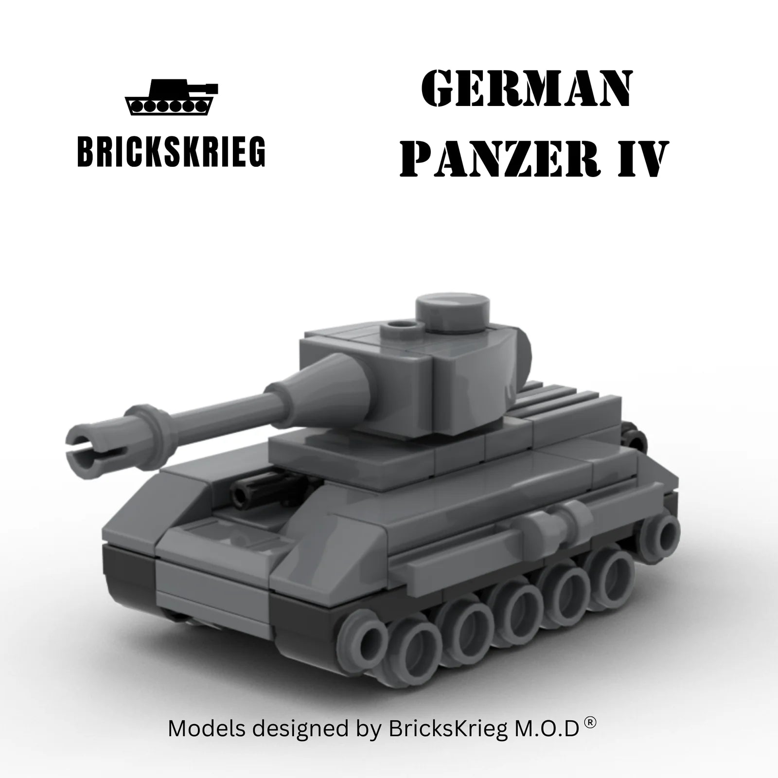 Brickskrieg | German | Panzer IV Tank | 1/100 Scale Blocks Model