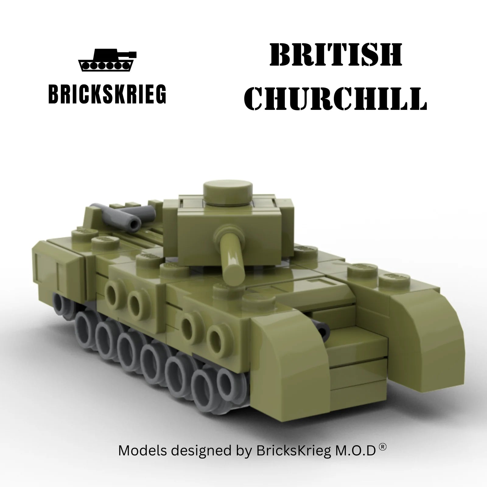 Brickskrieg | British | Churchill Tank | 1/100 Scale Blocks Model