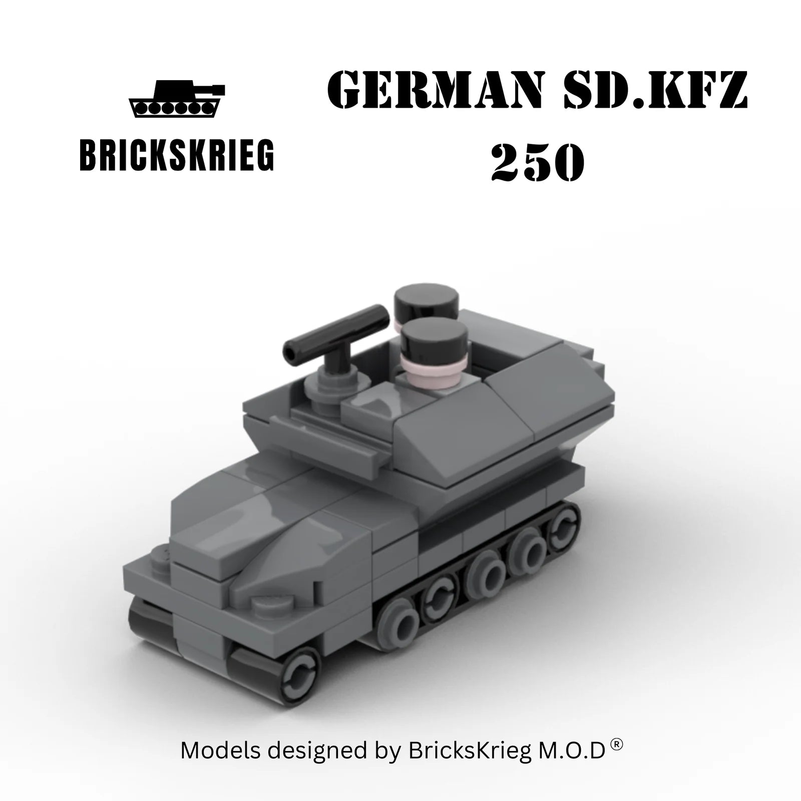 Brickskrieg | German | Sd Kfz 250 Armoured Troop Carrier | 1/100 Scale Blocks Model
