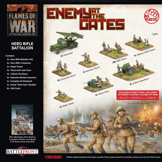 Flames of War | Soviet | Enemy at the Gates Hero Rifle Battalion | 15mm Plastic Starter | Battlefront | Miniature Kingdoms