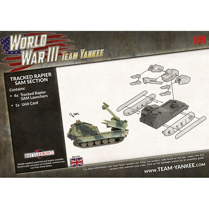 Team Yankee | British | Tracked Rapier Sam Section | 15mm Resin / Metal Unit