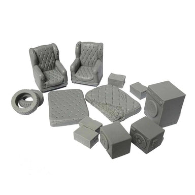 Tabletop Scenics | City Streets Back Alley Accessories three | 28mm Resin Blister Pack