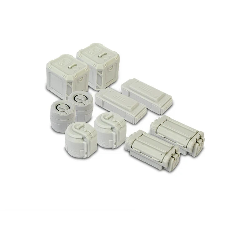 Tabletop Scenics | Sci-Fi Utopia | Cargo Accessories | 28mm Resin Blister Pack