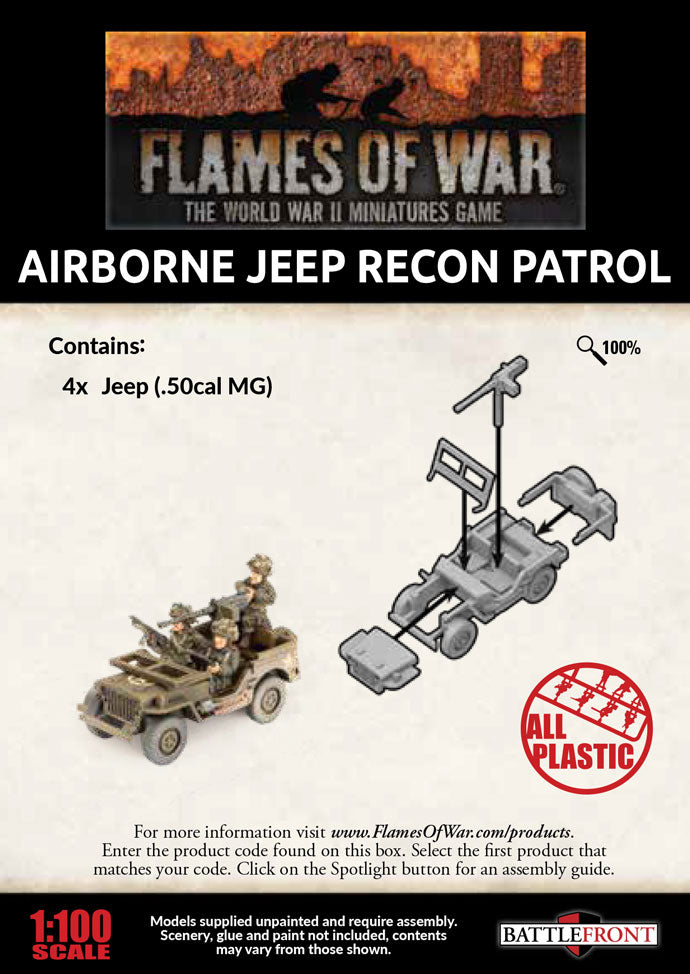 Flames of War | American Airborne Jeep Recon Patrol | 15mm Plastic Unit