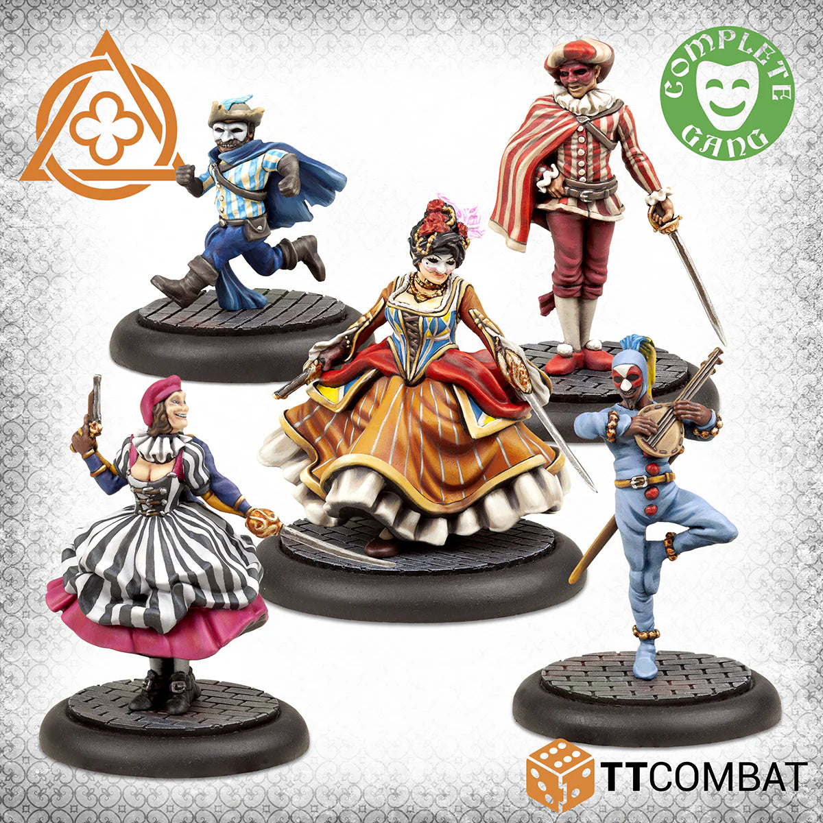 Carnevale | Gifted Commedia Dell'Arte Gifted Unhinged Understudies | 28mm Resin Unit | TTCombat | Miniature Kingdoms