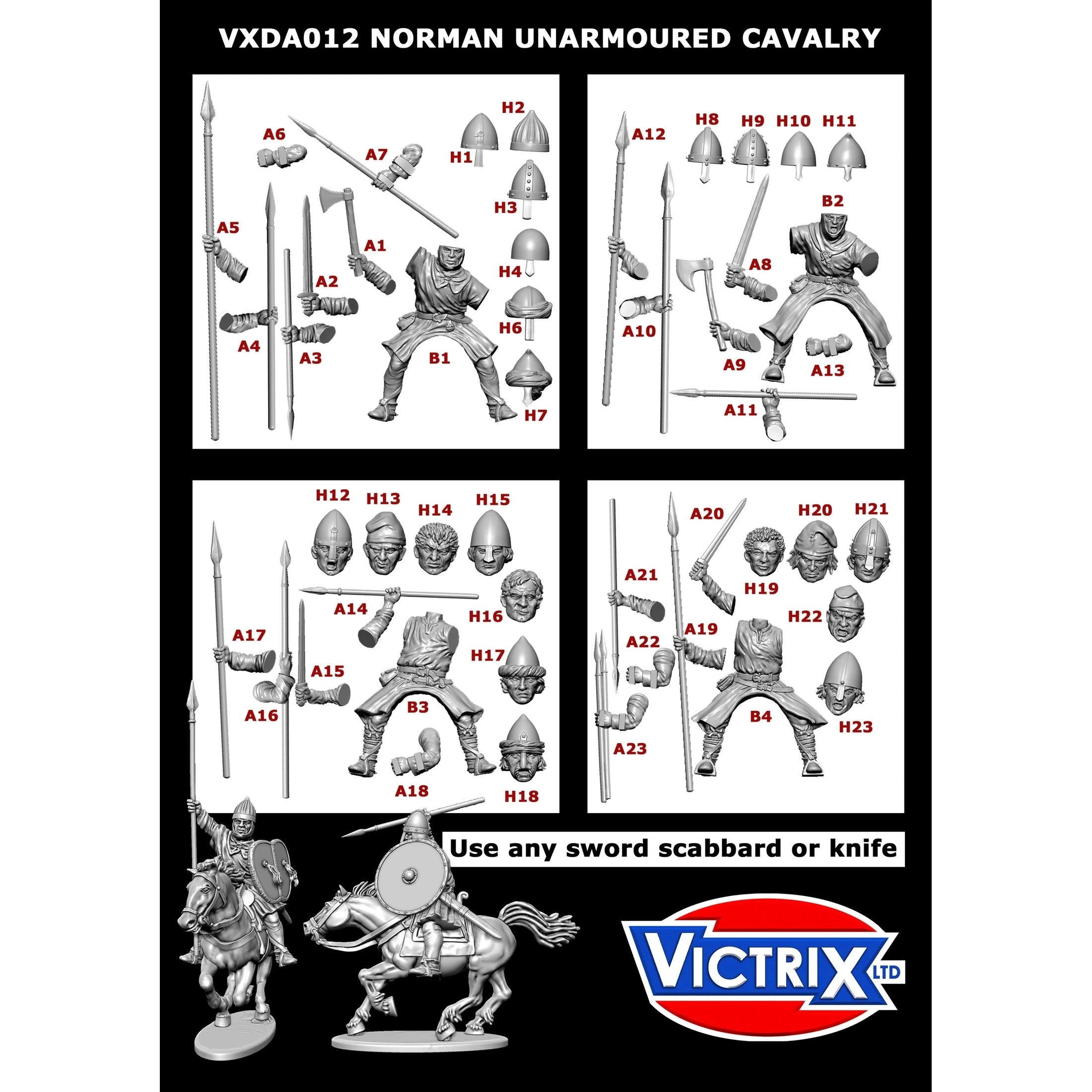 Victrix | Dark Ages Norman Unarmoured Cavalry | 28mm Plastic Unit | North Star Games | Miniature Kingdoms