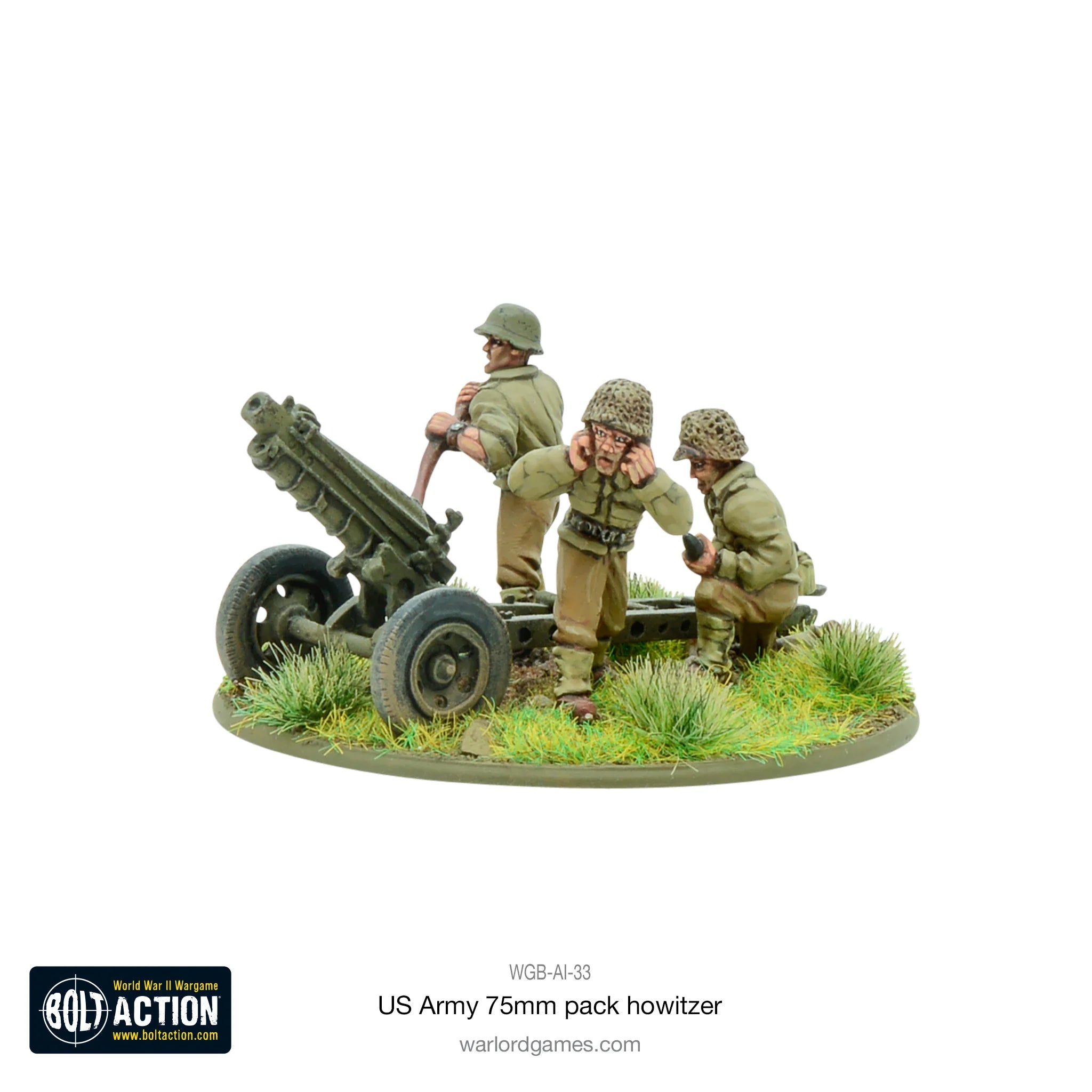 Bolt Action | American US Army 75mm PAK Howitzer Gun | 28mm Metal Blister Pack