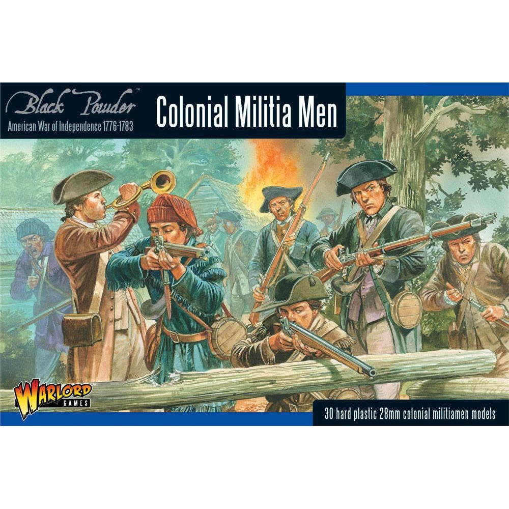 Black Powder | AWI Colonial Militia Men | 28mm Plastic Unit | Warlord | Miniature Kingdoms