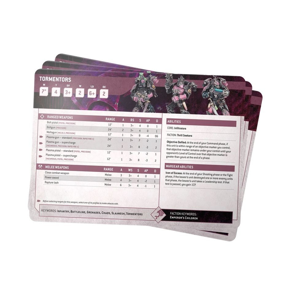 Warhammer 40,000 | Emperor's Children | Datasheet Cards | Card Accessory Pack