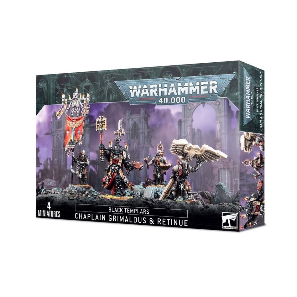 Warhammer 40,000 | Space Marines | Black Templars| Chaplain Grimaldus & Retinue | Plastic Unit Box
