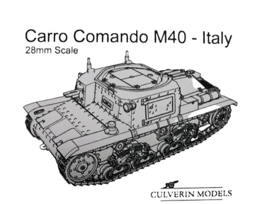 Culverin Models | Carro Comando Command Tank M40 | 28mm Scale | 3d Printed Resin