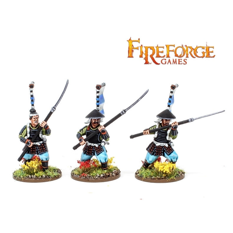 Fireforge | Samurai Wars Ashigaru Warriors | 28mm Plastic Unit | North Star Games | Miniature Kingdoms