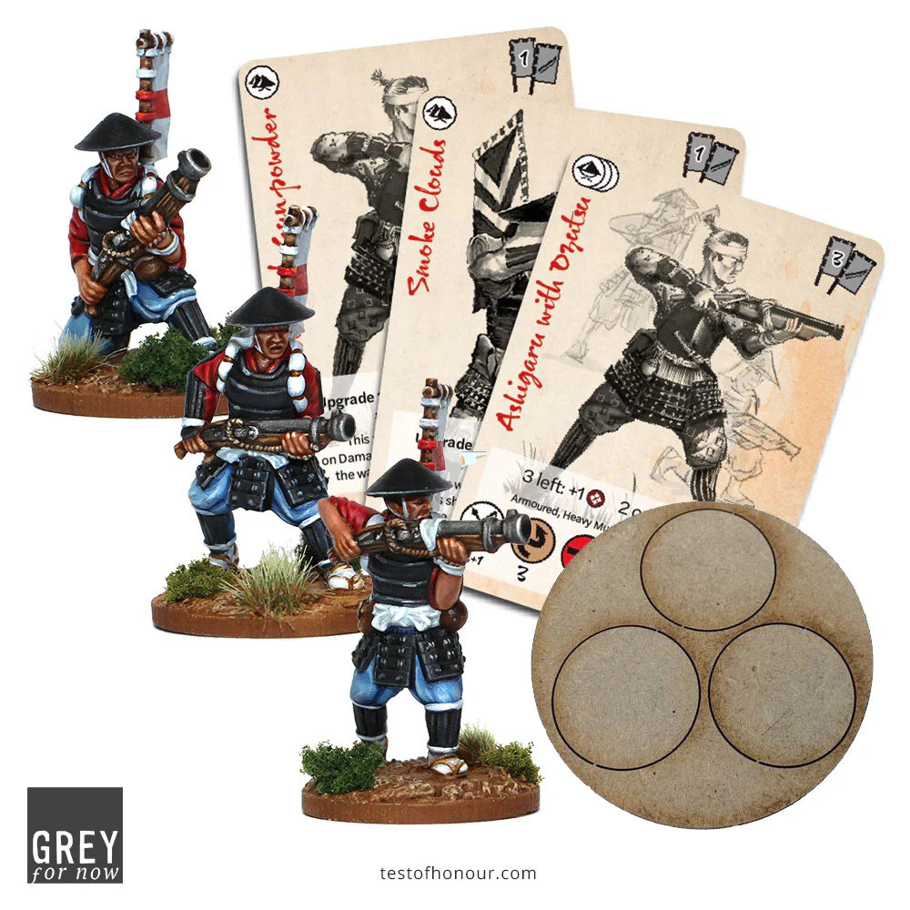 Test of Honour | Ashigaru with Ozutsu | 28mm Metal Small Box | North Star Games | Miniature Kingdoms