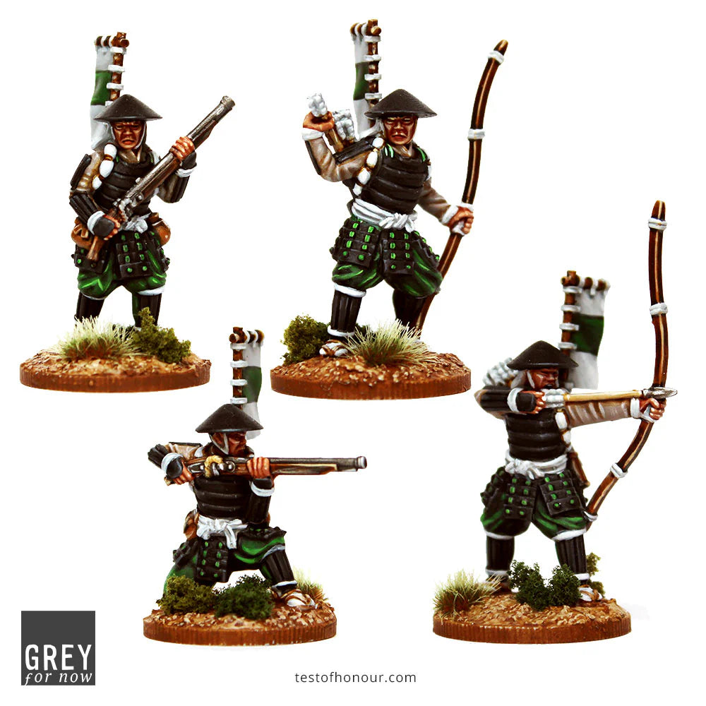 Test of Honour | Ashigaru Bows and Muskets | 28mm Metal Small Box | North Star Games | Miniature Kingdoms