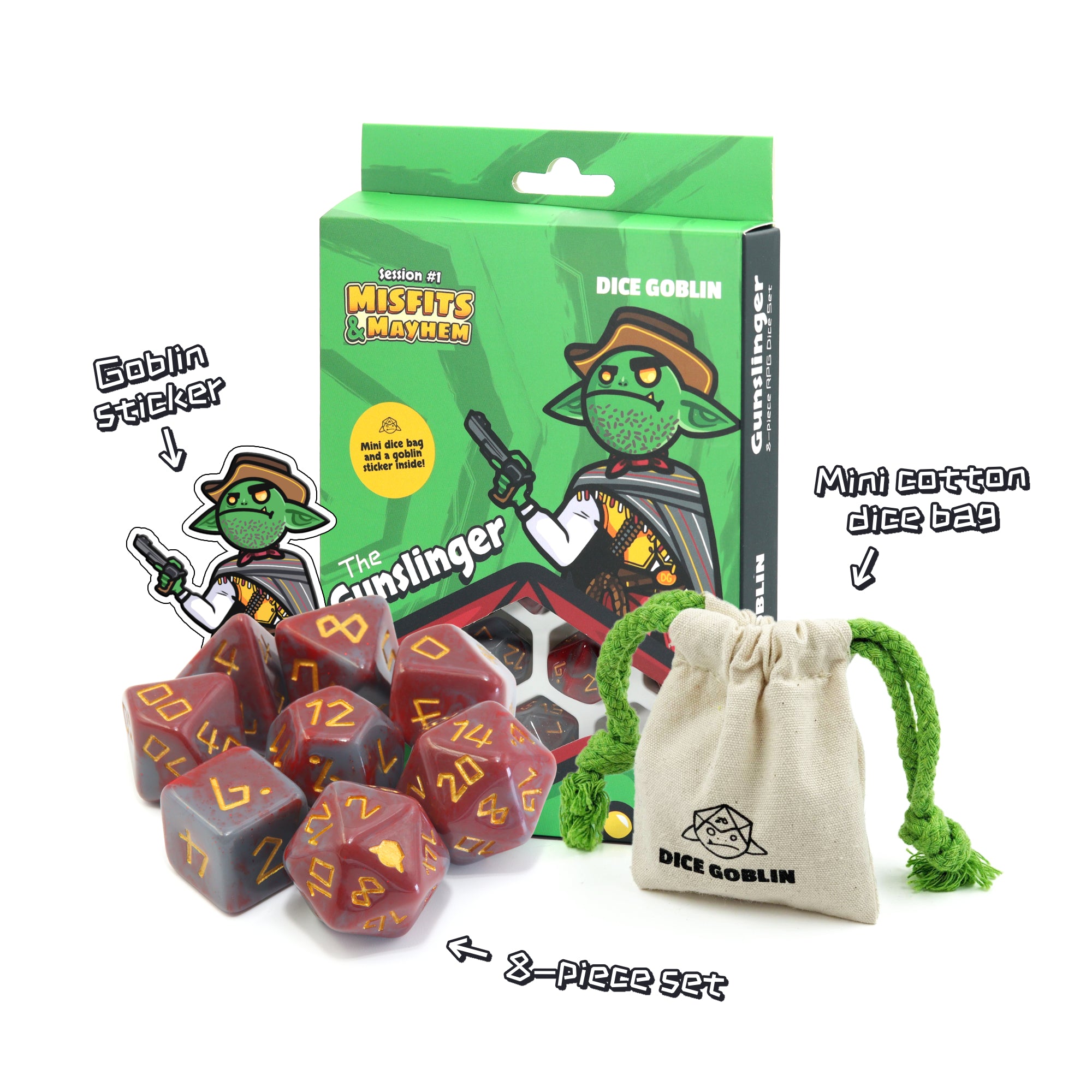 Dice Goblin | The Gunslinger | Polyhedral Dice | Dice Goblin | Miniature Kingdoms