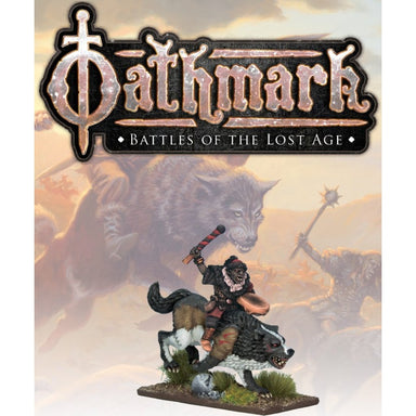 Oathmark | Goblin Wolf Rider Musician | 28mm Metal Blister Pack | North Star Games | Miniature Kingdoms