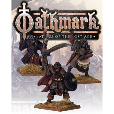 Oathmark | Orc King, Wizard And Drummer | 28mm Metal Blister Pack | North Star Games | Miniature Kingdoms