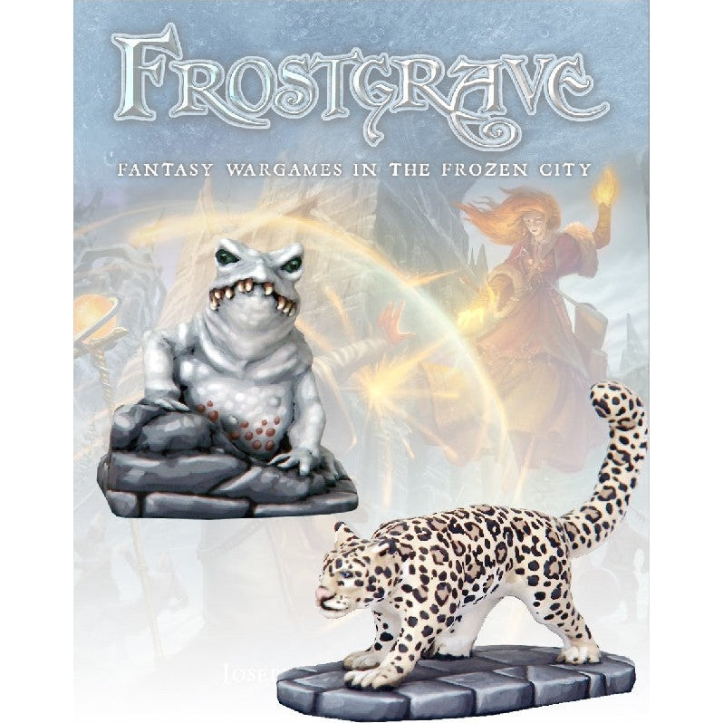 Frostgrave Monsters | Ice Toad and Snow Leopard | 28mm Metal Blister Pack