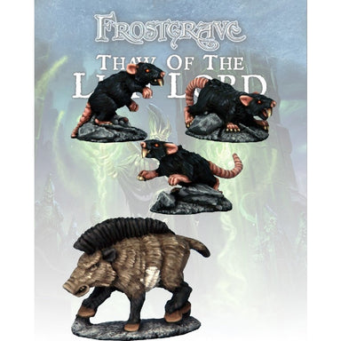 Frostgrave Monsters | Boar and Giant Rats | 28mm Metal Blister Pack